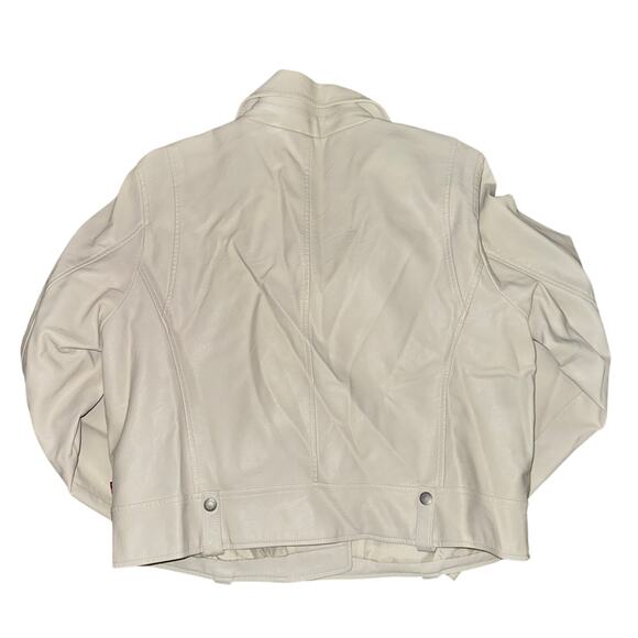 Levi's Faux Leather Moto Jacket Women's Size XL Oyster Cream Asym Full Zip NWT - Picture 8 of 11